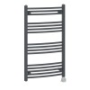 Fjord 1000 x 600mm Curved Grey Thermostatic Bluetooth Electric Heated Towel Rail