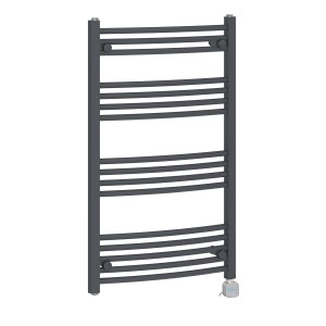 Fjord 1000 x 600mm Curved Grey Thermostatic Bluetooth Electric Heated Towel Rail