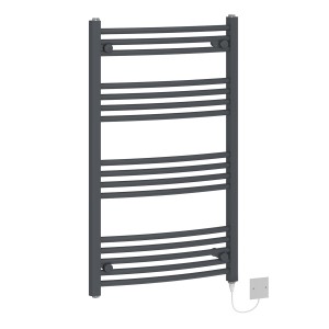 Fjord 1000 x 600mm Curved Grey Electric Heated Towel Rail