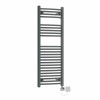 Fjord 1200 x 450mm Curved Grey Electric Towel Rail with Chrome LCD Display Thermostatic Element