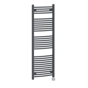 Fjord 1500 x 500mm Curved Grey Thermostatic Bluetooth Electric Heated Towel Rail