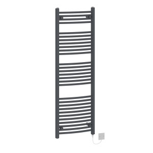 Fjord 1500 x 500mm Curved Grey Electric Heated Towel Rail