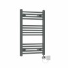 Bergen 800 x 500mm Straight Grey Electric Towel Rail with Chrome LCD Display Thermostatic Element