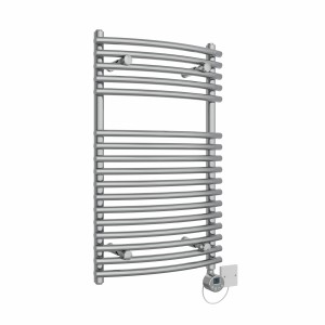 Jakobstad 800 x 500mm Curved Chrome Electric LCD Display Thermostatic Heated Designer Towel Rail
