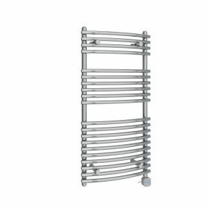 Jakobstad 1000 x 500mm Curved Chrome Thermostatic Bluetooth Electric Designer Heated Towel Rail