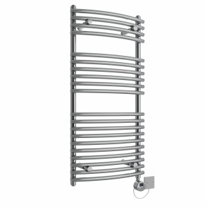 Jakobstad 1000 x 500mm Curved Chrome Electric LCD Display Thermostatic Heated Designer Towel Rail