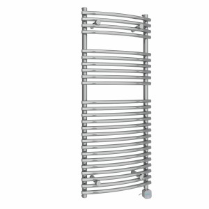 Jakobstad 1200 x 500mm Curved Chrome Thermostatic Bluetooth Electric Designer Heated Towel Rail