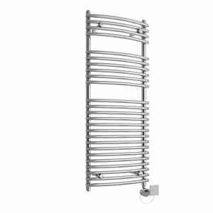Jakobstad 1200 x 500mm Curved Chrome Electric LCD Display Thermostatic Heated Designer Towel Rail