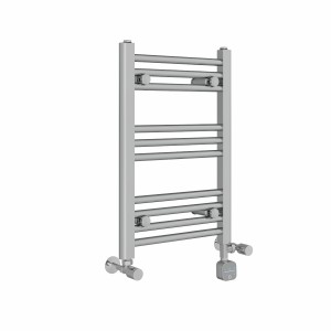Bergen 600 x 400mm Dual Fuel Straight Chrome Thermostatic Bluetooth Electric Heated Towel Rail