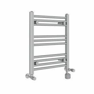 Bergen 600 x 500mm Dual Fuel Straight Chrome Thermostatic Bluetooth Electric Heated Towel Rail