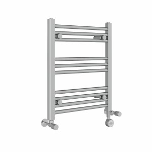 Bergen 600 x 500mm Dual Fuel Straight Chrome Thermostatic Electric Heated Towel Rail