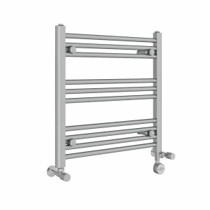 Bergen 600 x 600mm Dual Fuel Straight Chrome Thermostatic Electric Heated Towel Rail