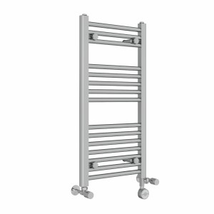 Bergen 800 x 400mm Dual Fuel Straight Chrome Thermostatic Electric Heated Towel Rail