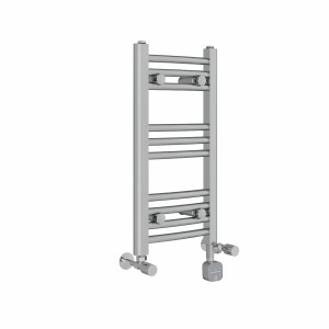 Fjord 600 x 300mm Dual Fuel Curved Chrome Thermostatic Bluetooth Electric Heated Towel Rail