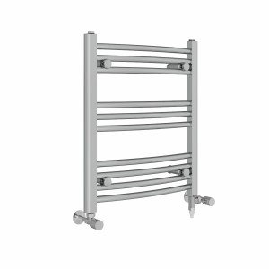 Fjord 600 x 500mm Dual Fuel Curved Chrome Electric Heated Towel Rail