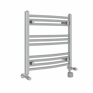 Fjord 600 x 600mm Dual Fuel Curved Chrome Thermostatic Bluetooth Electric Heated Towel Rail