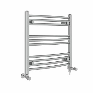 Fjord 600 x 600mm Dual Fuel Curved Chrome Electric Heated Towel Rail