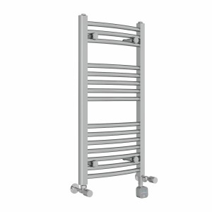 Fjord 800 x 400mm Dual Fuel Curved Chrome Thermostatic Bluetooth Electric Heated Towel Rail
