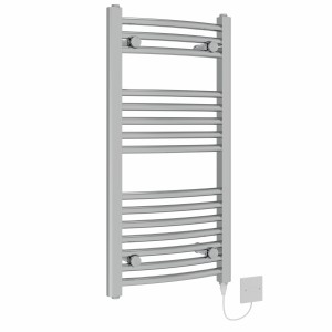 Fjord 800 x 400mm Chrome Curved Electric Heated Towel Rail