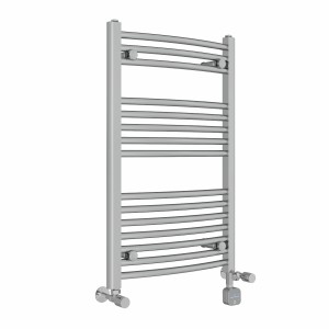 Fjord 800 x 500mm Dual Fuel Curved Chrome Thermostatic Bluetooth Electric Heated Towel Rail