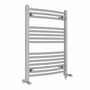 Fjord 800 x 600mm Dual Fuel Curved Chrome Electric Heated Towel Rail