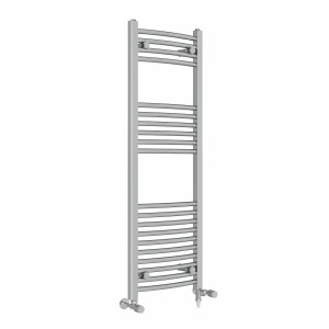 Fjord 1200 x 400mm Dual Fuel Curved Chrome Electric Heated Towel Rail