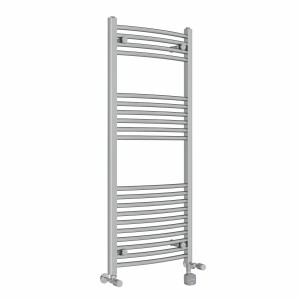 Fjord 1200 x 500mm Dual Fuel Curved Chrome Thermostatic Bluetooth Electric Heated Towel Rail