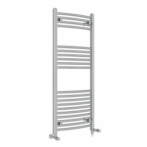Fjord 1200 x 500mm Dual Fuel Curved Chrome Electric Heated Towel Rail