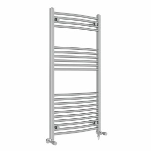 Fjord 1200 x 600mm Dual Fuel Curved Chrome Electric Heated Towel Rail