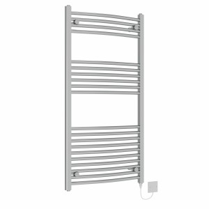 Fjord 1200 x 600mm Chrome Curved Electric Heated Towel Rail