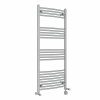 Fjord 1400 x 600mm Dual Fuel Curved Chrome Thermostatic Bluetooth Electric Heated Towel Rail