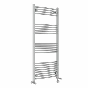 Fjord 1400 x 600mm Dual Fuel Curved Chrome Thermostatic Electric Heated Towel Rail