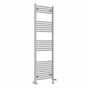 Fjord 1600 x 500mm Dual Fuel Curved Chrome Thermostatic Electric Heated Towel Rail