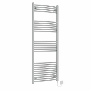 Fjord 1600 x 600mm Chrome Curved Electric Heated Towel Rail