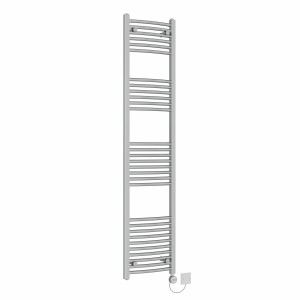 Fjord 1800 x 400mm Curved Chrome Thermostatic Electric Heated Towel Rail with Chrome Terma Element