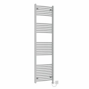 Fjord 1800 x 500mm Curved Chrome Thermostatic Electric Heated Towel Rail with Chrome Terma Element
