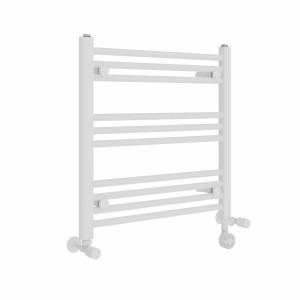 Bergen 600 x 600mm Dual Fuel Straight White Thermostatic Electric Heated Towel Rail
