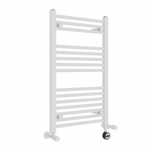 Bergen 800 x 500mm Dual Fuel Straight White Thermostatic Electric Heated Towel Rail