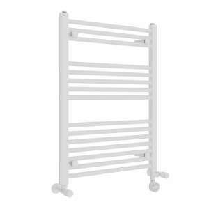 Bergen 800 x 600mm Dual Fuel Straight White Thermostatic Electric Heated Towel Rail