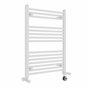 Bergen 800 x 600mm Dual Fuel Straight White Thermostatic Electric Heated Towel Rail