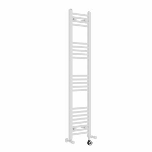 Bergen 1400 x 300mm Dual Fuel Straight White Thermostatic Electric Heated Towel Rail