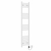 Bergen 1400 x 300mm Straight White Thermostatic Electric Heated Towel Rail with Black Terma Element