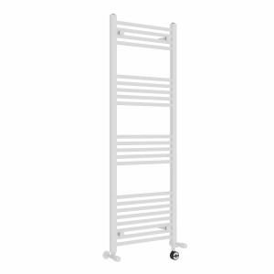 Bergen 1400 x 500mm Dual Fuel Straight White Thermostatic Electric Heated Towel Rail