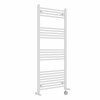 Bergen 1400 x 600mm Dual Fuel Straight White Thermostatic Bluetooth Electric Heated Towel Rail