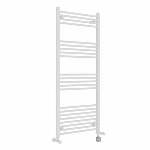 Bergen 1400 x 600mm Dual Fuel Straight White Thermostatic Bluetooth Electric Heated Towel Rail