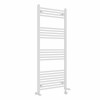 Bergen 1400 x 600mm Dual Fuel Straight White Thermostatic Electric Heated Towel Rail