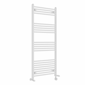 Bergen 1400 x 600mm Dual Fuel Straight White Thermostatic Electric Heated Towel Rail