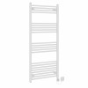 Bergen 1400 x 600mm Straight White Thermostatic Electric Heated Towel Rail with White Terma Element