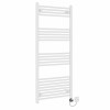 Bergen 1400 x 600mm Straight White Thermostatic Electric Heated Towel Rail with Black Terma Element