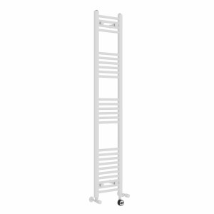 Bergen 1600 x 300mm Dual Fuel Straight White Thermostatic Electric Heated Towel Rail
